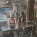 Paar am Tisch, 2012, 90x115cm,Acryl auf Nessel